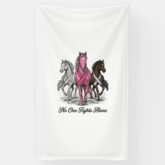 Borstkanker Ondersteuning Paard Vector T-shirt Ont Spandoek (Verticaal)