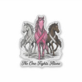 Borstkanker Ondersteuning Paard Vector T-shirt Ont Sticker (Voorkant)