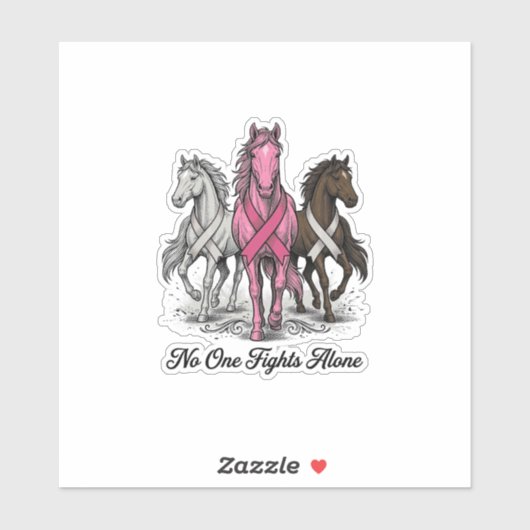 Borstkanker Ondersteuning Paard Vector T-shirt Ont Sticker (Vel)