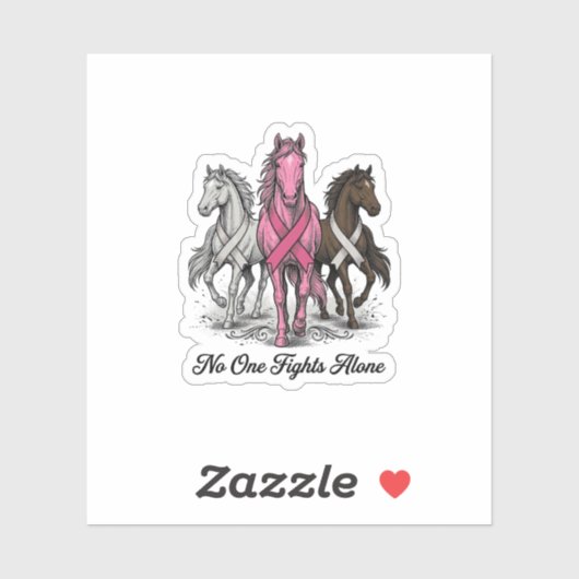 Borstkanker Ondersteuning Paard Vector T-shirt Ont Sticker (Vel)