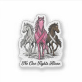 Borstkanker Ondersteuning Paard Vector T-shirt Ont Sticker (Voorkant)