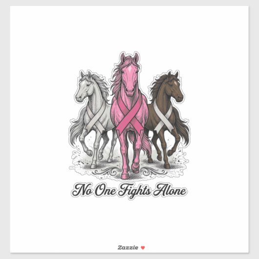 Borstkanker Ondersteuning Paard Vector T-shirt Ont Sticker (Vel)