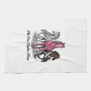 Borstkanker Ondersteuning Paard Vector T-shirt Ont Theedoek