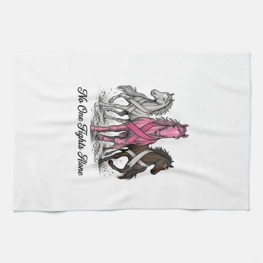Borstkanker Ondersteuning Paard Vector T-shirt Ont Theedoek (Horizontaal)