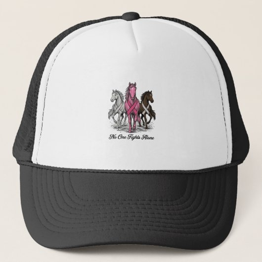 Borstkanker Ondersteuning Paard Vector T-shirt Ont Trucker Pet (Voorkant)