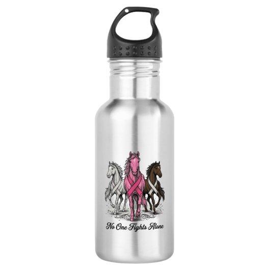 Borstkanker Ondersteuning Paard Vector T-shirt Ont Waterfles (Voorkant)