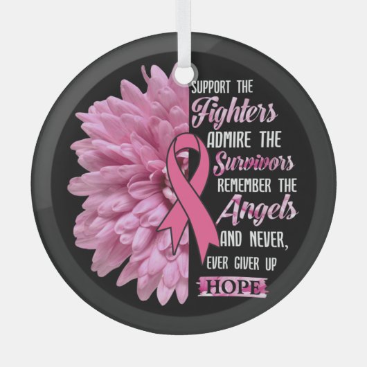 Borstkanker ondersteunt de strijders die haar T- Glas Ornament (Voorkant)