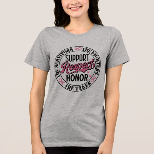 Borstkanker opbeurend citaat Tri-Blend shirt (Voorkant)