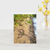 Borstkanker Opmerking Kaart-Roze lint in het zand. Kaart (Gele Bloem)