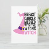 Borstkanker overkomt met de verkeerde heks bedankkaart (Staand voorkant)