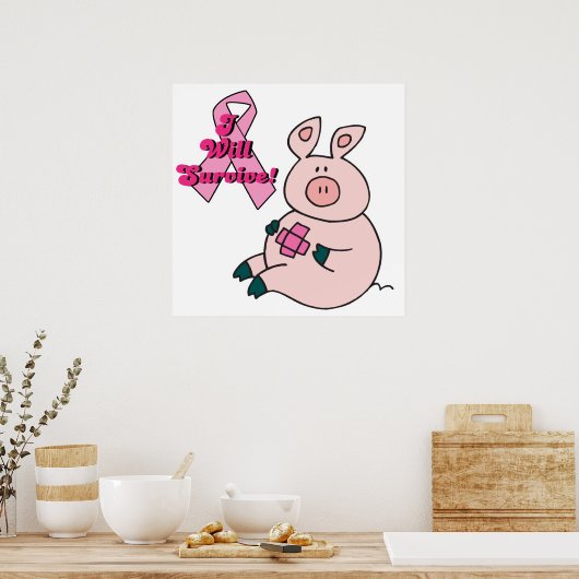 borstkanker overleeft het varken poster (Keuken)