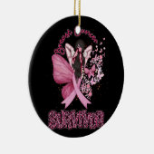 Borstkanker overlevende bewustzijn roze lintboter keramisch ornament (Rechts)