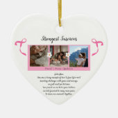 Borstkanker overlevende drie foto collage keramisch ornament (Voorkant)