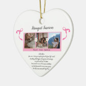 Borstkanker overlevende drie foto collage keramisch ornament (Links)