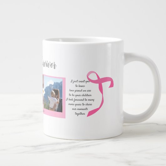 Borstkanker overlevende drie foto collage Mok (Rechts)