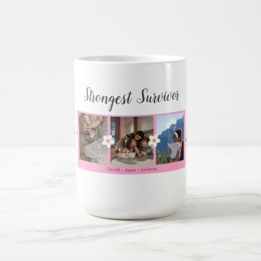 Borstkanker overlevende drie foto collage Mok (Center)