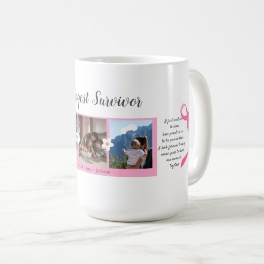 Borstkanker overlevende drie foto collage Mok (Voorkant rechts)