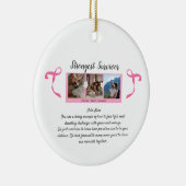 Borstkanker overlevende drie foto collage Mok Keramisch Ornament (Rechts)