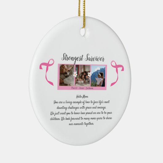Borstkanker overlevende drie foto collage Mok Keramisch Ornament (Rechts)