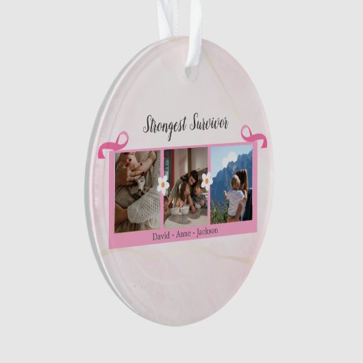 Borstkanker overlevende drie foto collage Mok Ornament (voorkant)
