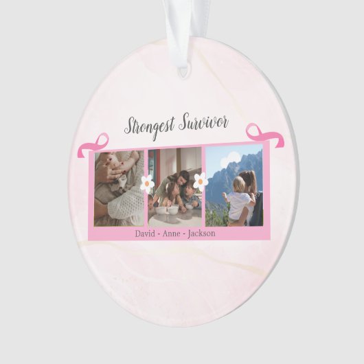 Borstkanker overlevende drie foto collage Mok Ornament (voorkant)