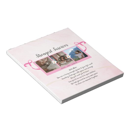 Borstkanker overlevende drie foto collage notitieblok (Schuin)