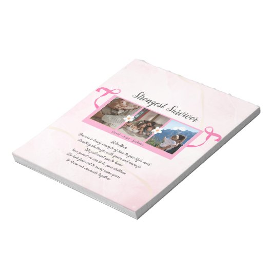 Borstkanker overlevende drie foto collage notitieblok (Linkerzijde)