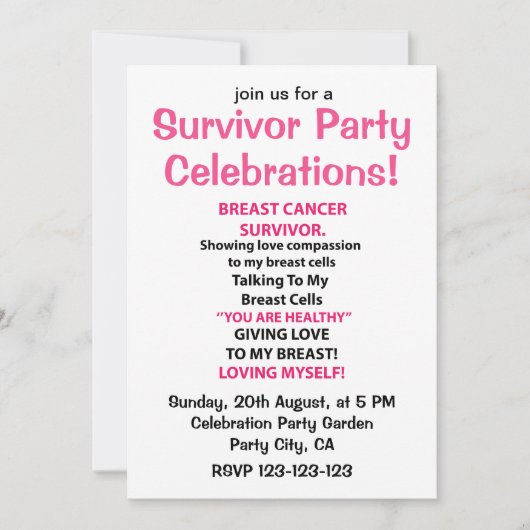 Borstkanker Overlevende Feest Kaart (Voorkant)