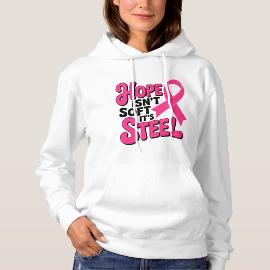 Borstkanker Overlevende Fighter Pink Ribbon Warrio Hoodie (Voorkant)
