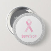 Borstkanker Overlevende Glitter Border Logo Button (Voorkant /achterkant)