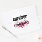 Borstkanker overlevende Grunge gevleugelde embleem Ronde Sticker (Envelop)