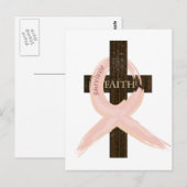 Borstkanker Overlevende roze lintkruis van het gel Briefkaart (Voorkant / Achterkant)