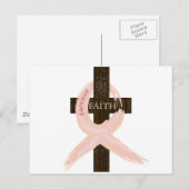 Borstkanker Overlevende roze lintkruis van het gel Briefkaart (Voorkant / Achterkant)