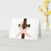 Borstkanker Overlevende roze lintkruis van het gel Kaart (Gele Bloem)