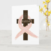 Borstkanker Overlevende roze lintkruis van het gel Kaart (Gele Bloem)