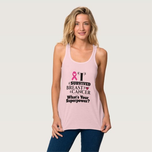 Borstkanker overlevende roze linttypografie tanktop (Volledige Voorkant)