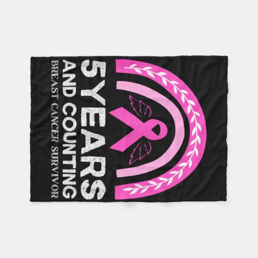Borstkanker Overlevende T-shirt 5 jaar Kankervrij Fleece Deken (Voorkant (Horizontaal))