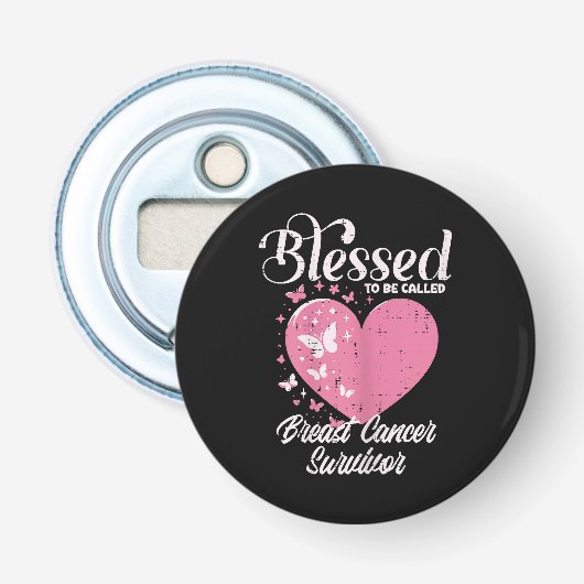 Borstkanker Overlevende Waarschuwings Christelijk Button Flesopener (Voorkant)
