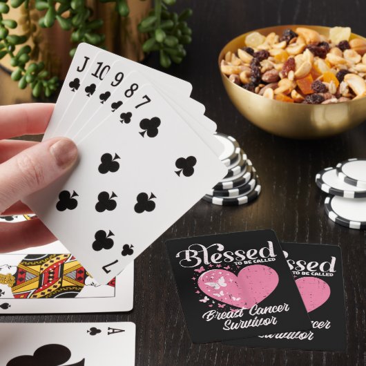 Borstkanker Overlevende Waarschuwings Christelijk Pokerkaarten (Insitu)