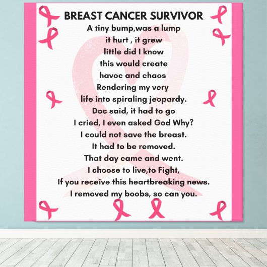 BORSTKANKER OVERLEVENDE Wall Art Canvas Afdruk (Insitu (Houten vloer))