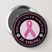 Borstkanker Overlevende – Wees Sterk Roze Lint Ronde Button 4,0 Cm (Voorkant /achterkant)