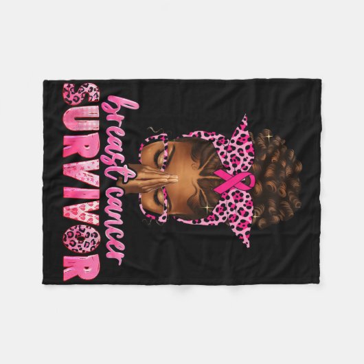 Borstkanker Overlevende Zwarte Vrouwen Afro-Afrika Fleece Deken (Voorkant (Horizontaal))