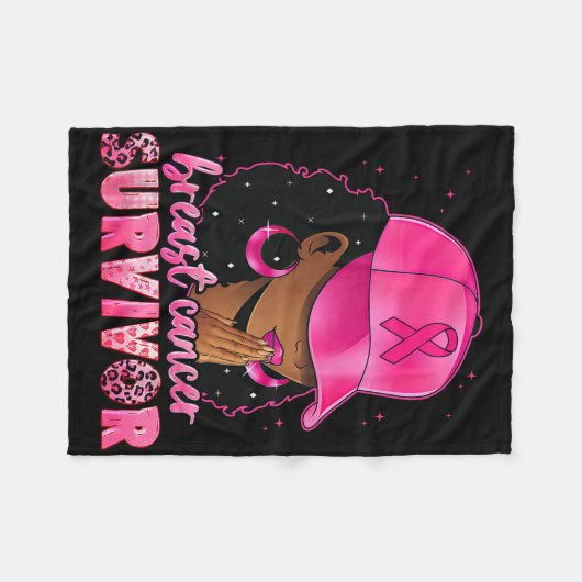 Borstkanker Overlevende Zwarte Vrouwen Afro-Afrika Fleece Deken (Voorkant (Horizontaal))