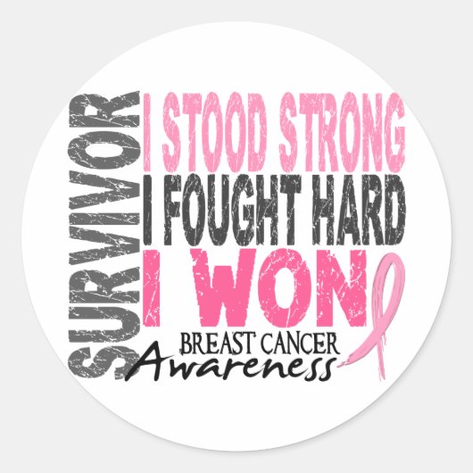 Borstkanker Overleving 4 Ronde Sticker (Voorkant)