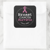 Borstkanker overlevingsbewustzijn sinds 2018 vierkante sticker (Tas)
