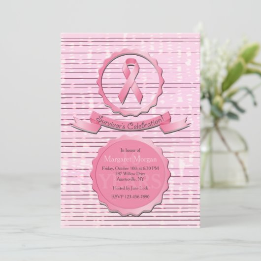 Borstkanker Overlevingsfeest Kaart (Staand voorkant)