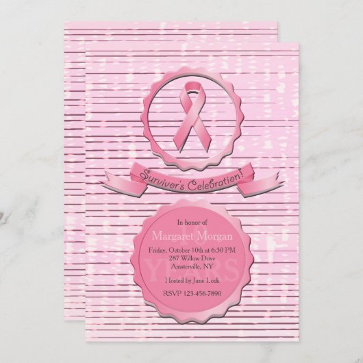 Borstkanker Overlevingsfeest Kaart (Voorkant / Achterkant)