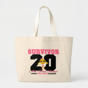 Borstkanker Overlevingskuiken 20 jaar Grote Tote Bag