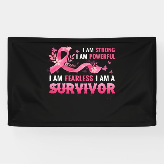 Borstkanker Overlevingsmaand ondersteuning borstka Spandoek (Horizontaal)