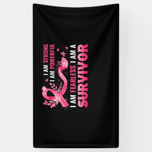 Borstkanker Overlevingsmaand ondersteuning borstka Spandoek (Verticaal)